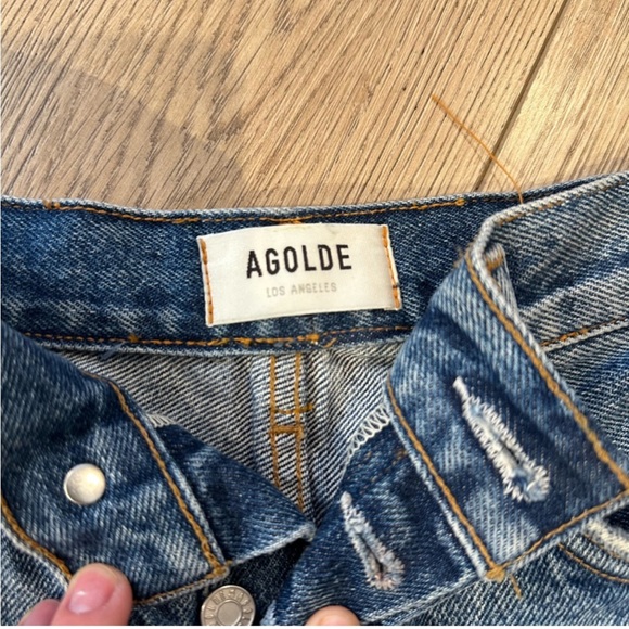 Agolde Parker Long Cutoff Denim Shorts - Picture 5 of 8